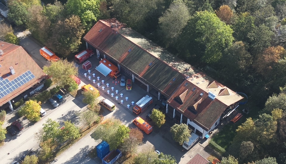 Luftbild des Gerätehaus des ABC-Zugs